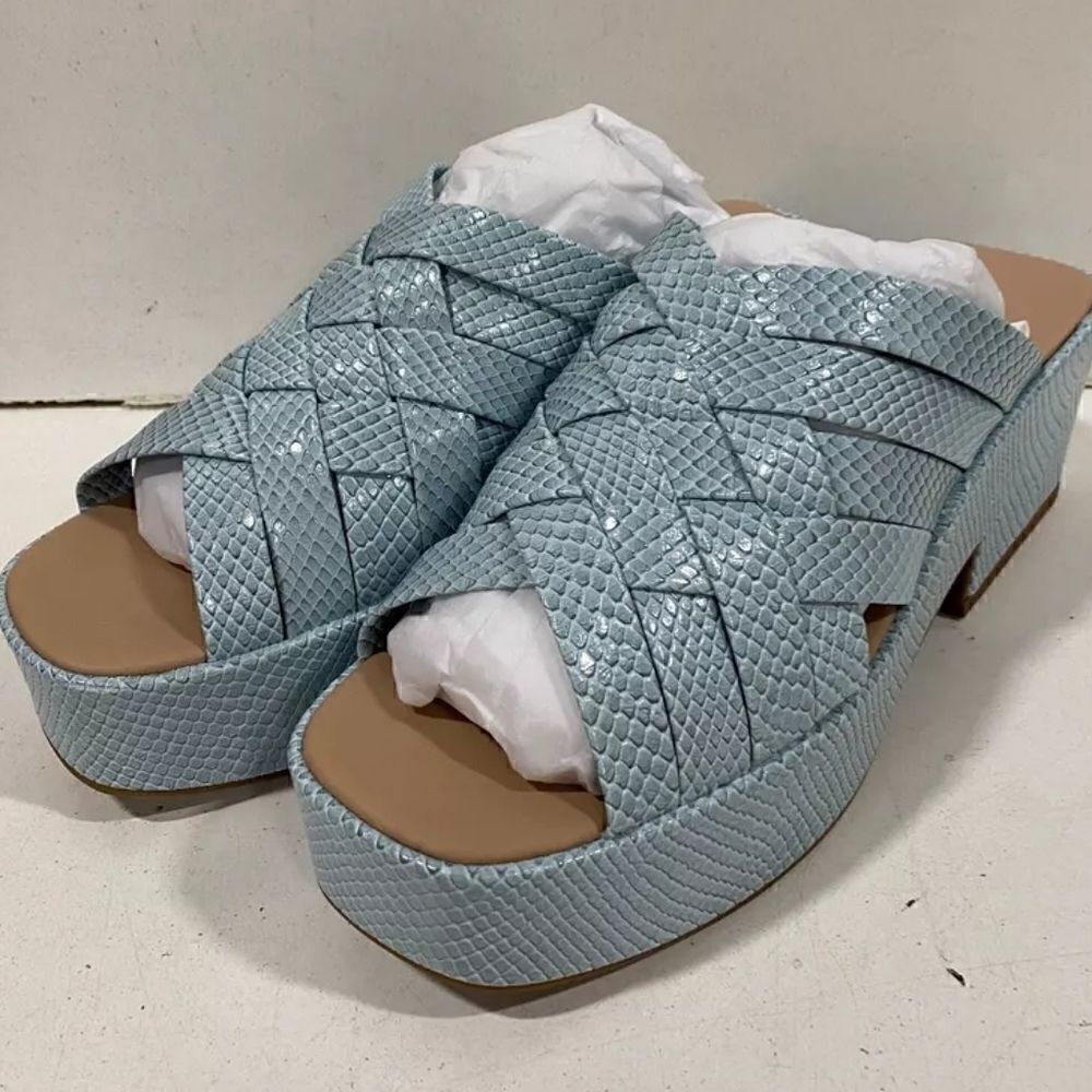 WEDGE Sandal by KATY PERRY The BUSY BEE CRISS/CROSS SLIDE  8M/38 BISCOTTI/TAN 🎄 - Picture 7 of 13